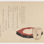 Lacquer Tray with Sashimi and Tea Cup with Crane Design