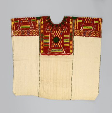 Maya. <em>Woman's Blouse or Huipil</em>, 1930s or 1940s. Cotton, silk, 30 x 31 in. (76.2 x 78.7 cm). Brooklyn Museum, Gift in memory of Elizabeth Ege Freudenheim, 2005.15.1. Creative Commons-BY (Photo: Brooklyn Museum, 2005.15.1_PS1.jpg)