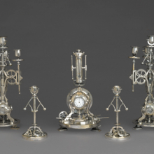 Guilmet Cie: Five-Piece Clock Garniture
