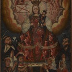 The Virgin Mary with Christ Child, Saint Dominic, Saint Francis, and Indigenous Worshippers