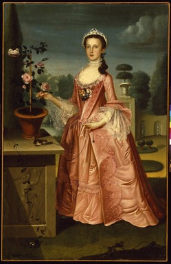 William Williams (American, 1727–1791, active in America 1746–1776). <em>Deborah Hall</em>, 1766. Oil on canvas, 71 3/8 x 46 3/8 in. (181.3 x 117.8 cm). Brooklyn Museum, Dick S. Ramsay Fund, 42.45 (Photo: Brooklyn Museum, 42.45_SL3.jpg)