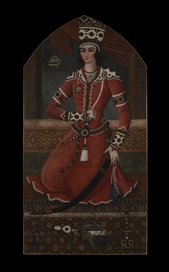 Attributed to Muhammad Hasan (Persian, active 1808–1840). <em>Prince Yahya</em>, ca. 1830s. Oil on canvas, 70 1/2 x 38 x 2.25 in. . Brooklyn Museum, Gift of Mr. and Mrs. Charles K. Wilkinson, 72.26.5 (Photo: , 72.26.5_PS11.jpg)